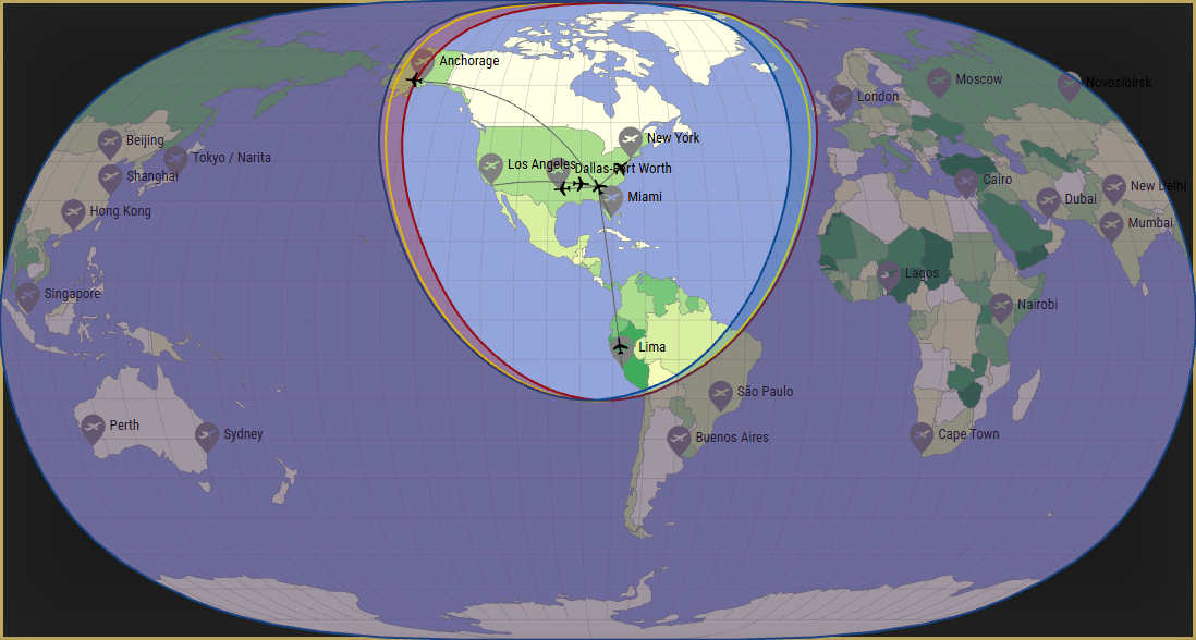 Interactive SVG map showing the flight range of a 750 Citation 10 from Hartsfield Jackson Atlanta International Airport (ATL) with real wind data.