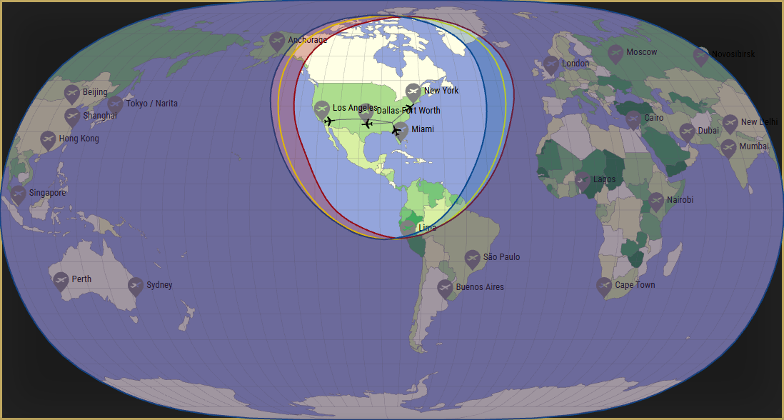 Interactive SVG map showing the flight range of a A320 from Hartsfield Jackson Atlanta International Airport (ATL) with real wind data.