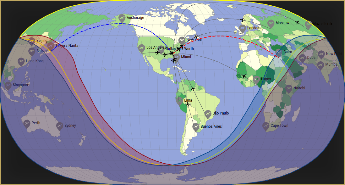 Interactive SVG map showing the flight range of a BOEING 777-300 from Hartsfield Jackson Atlanta International Airport (ATL) with real wind data.