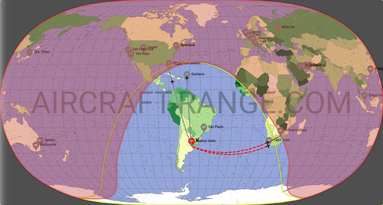 Challenger 650 broker route map from Aeroparque Jorge Newbery (SABE)