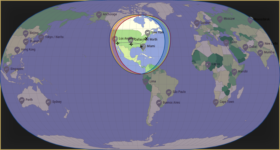 Interactive SVG map showing the flight range of a Embraer 505 Phenom 300 from Hartsfield Jackson Atlanta International Airport (ATL) with real wind data.