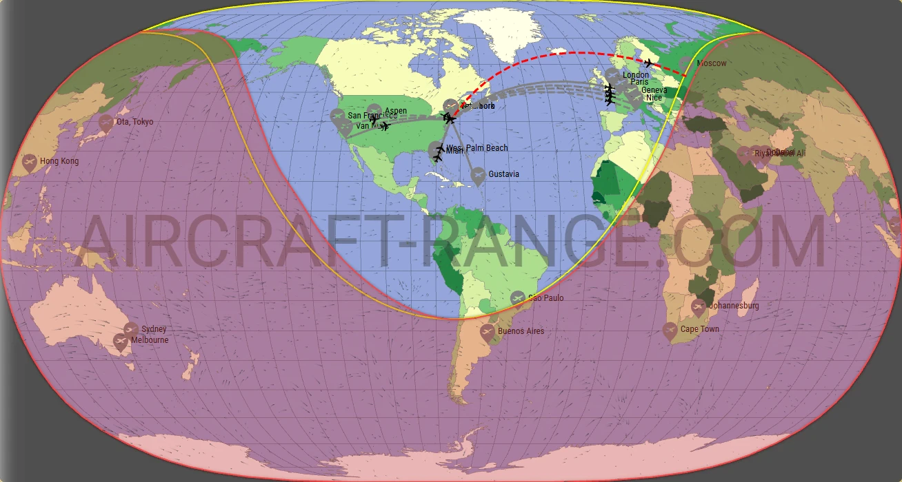 Embraer Praetor 600 broker route map from LaGuardia Airport (KLGA)