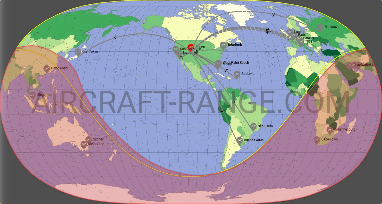 Falcon 7X broker route map from Aspen-Pitkin County Airport (Sardy Field) (KASE)