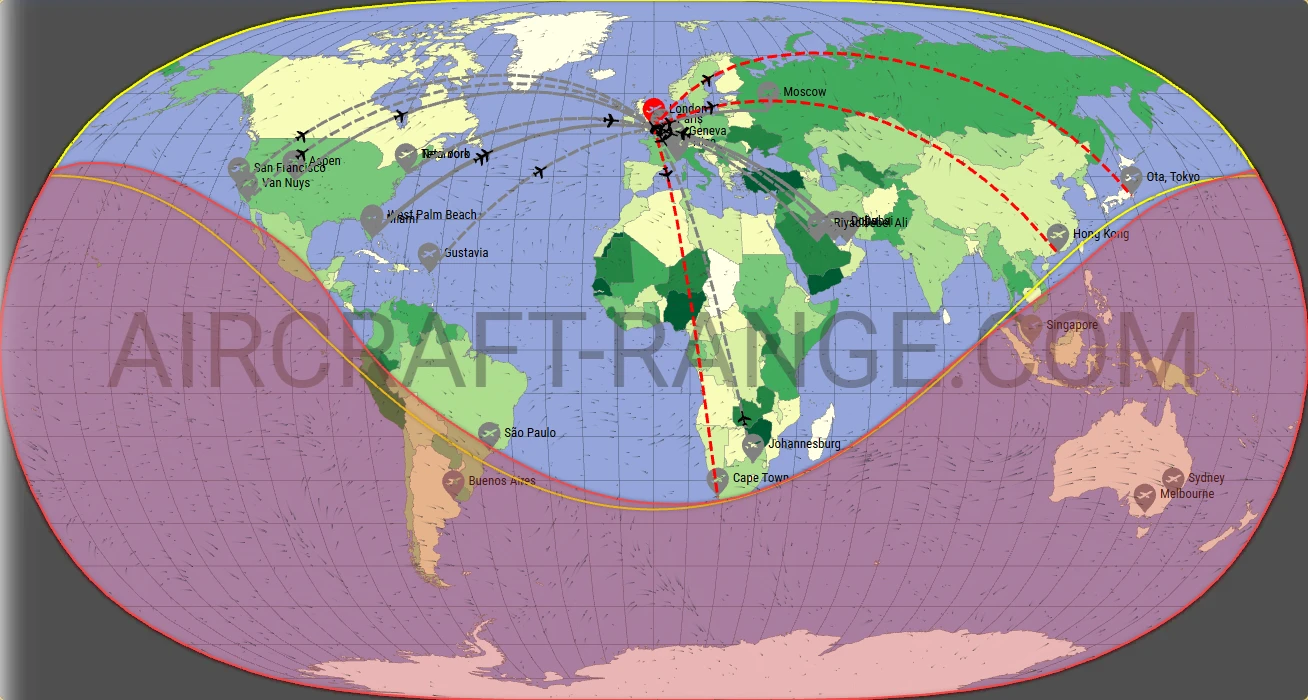 Gulfstream G500 broker route map from London City Airport (EGLC)