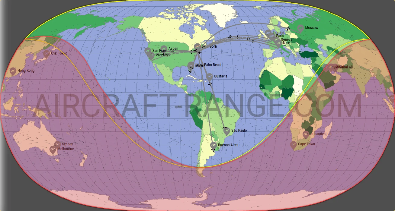Gulfstream G500 broker route map from LaGuardia Airport (KLGA)