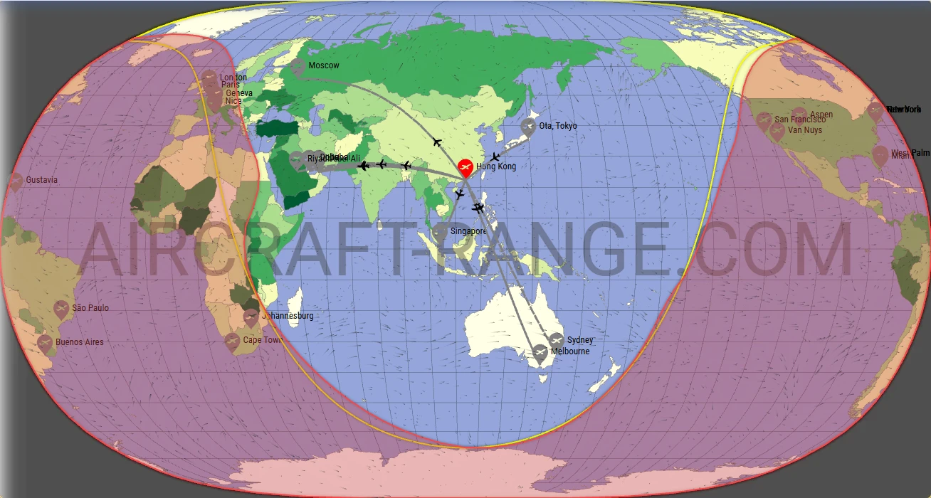 Gulfstream G500 broker route map from Hong Kong International Airport (VHHH)