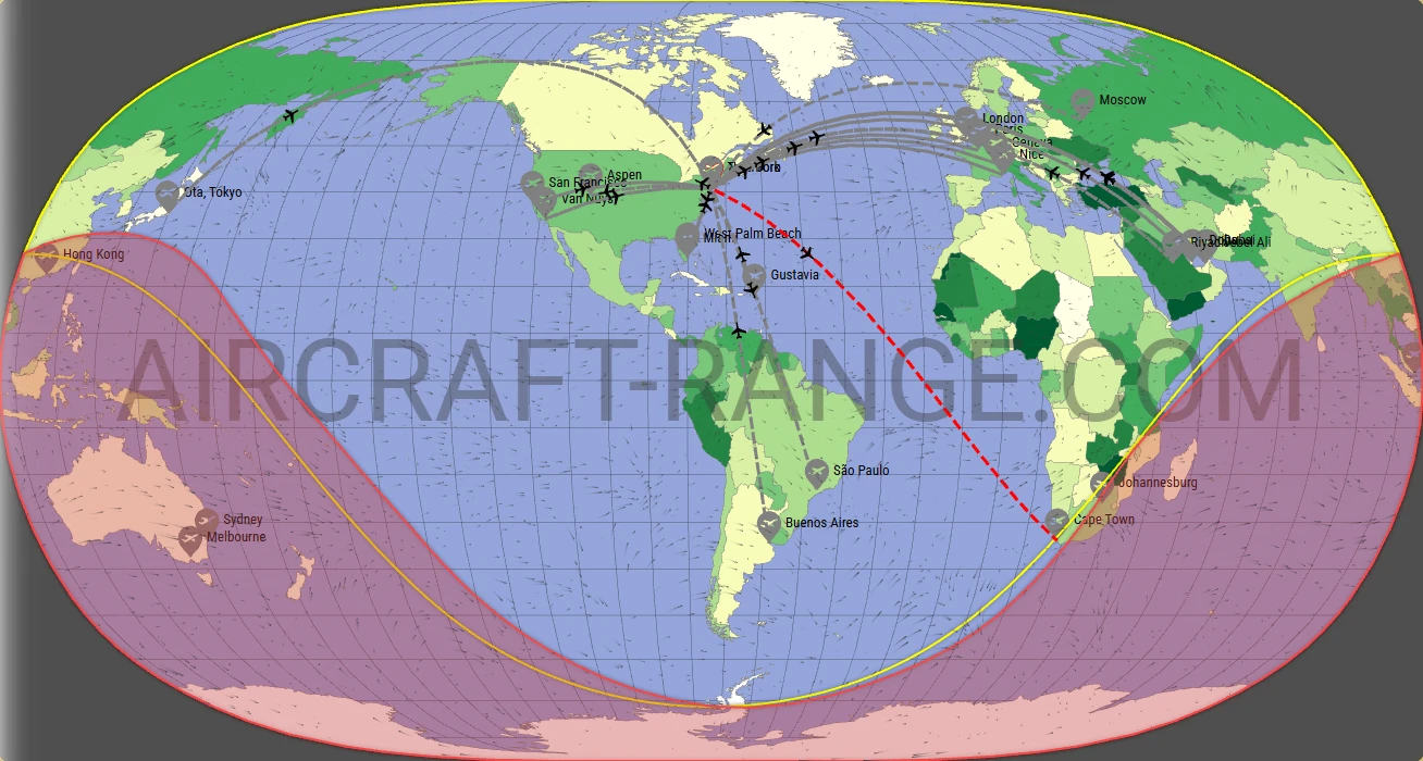 Gulfstream G550 broker route map from LaGuardia Airport (KLGA)