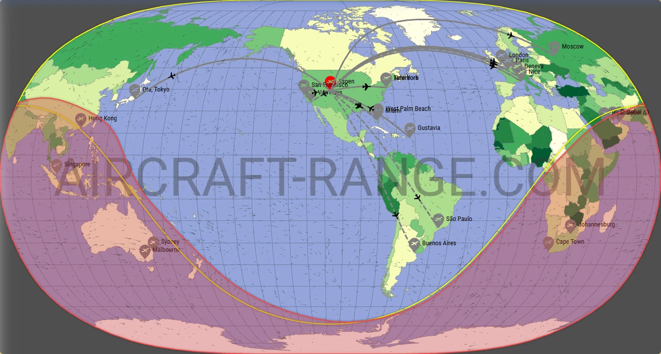 Gulfstream G600 broker route map from Aspen-Pitkin County Airport (Sardy Field) (KASE)