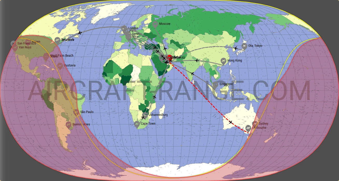 Gulfstream G600 broker route map from Al Maktoum International Airport (OMDW)