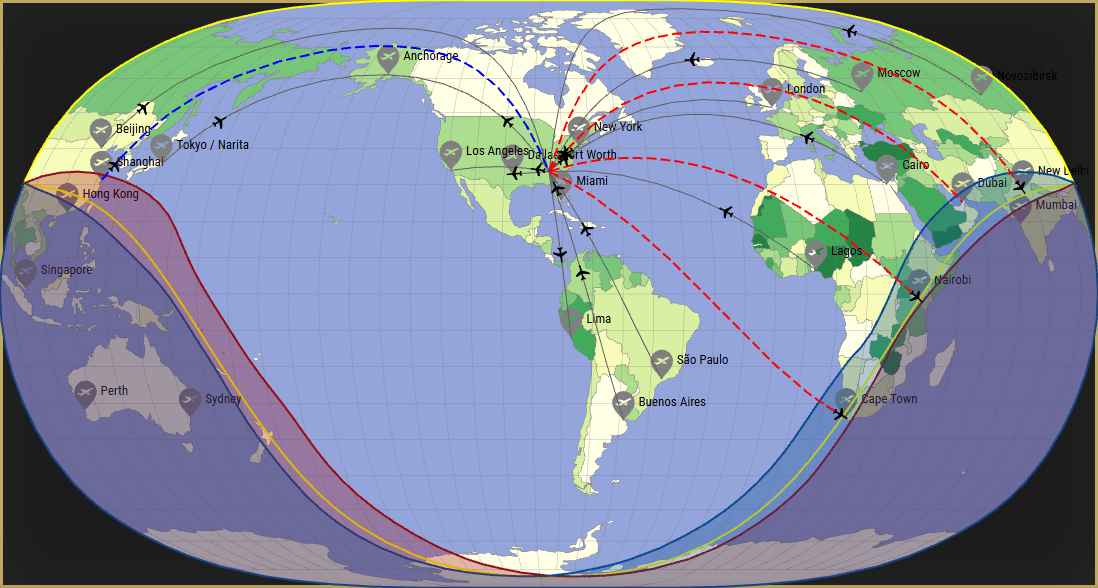 Interactive SVG map showing the flight range of a Gulfstream G650ER from Hartsfield Jackson Atlanta International Airport (ATL) with real wind data.