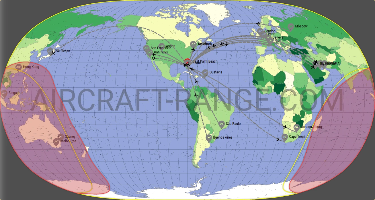 Gulfstream G700 broker route map from Palm Beach International Airport (KPBI)