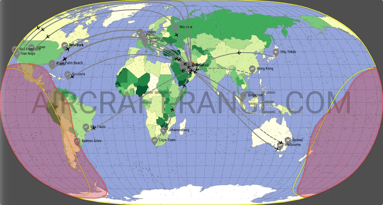 Gulfstream G700 broker route map from Dubai International Airport (OMDB)
